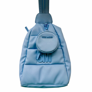 Steve Madden Backpack Sling Cornflower Blue Faux Leather Puffy Coin-purse NWOT
